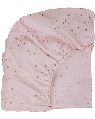 Picci Coprimaterasso Letto con Angoli - Cuori Rosa Talco - 90x180 cm - Bamboo e Cotone Certificato GOTS e Oeko-Tex Lenzuola e Federe