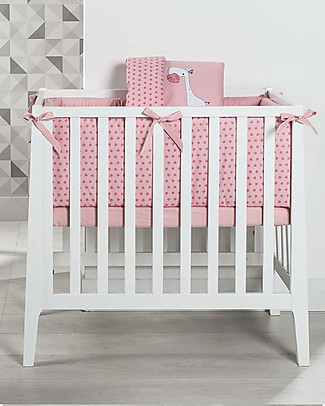 Picci Rivestimento Tessile per culla Nina Converse, 5 pezzi, Rosa - Piumino, federa, paracolpi, materasso e coprimaterasso Set Copripiumino