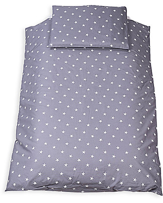 Picci Set Copripiumino + Federa - Stelle Grigio - 135 x 100 cm Set Copripiumino