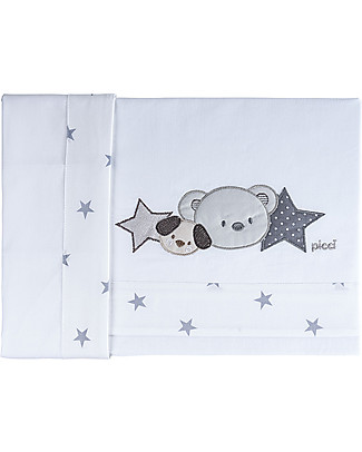 Picci Set Lenzuolo + Coprimaterasso + Federa - Orso - Per Letto Baby - 165x120 cm Lenzuola e Federe