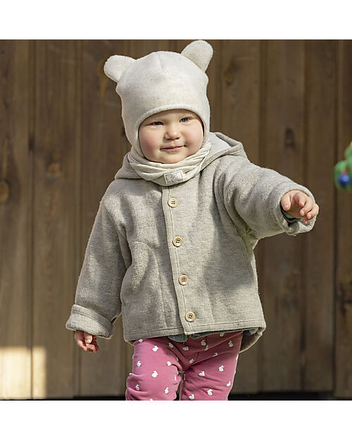Pickapooh Cappellino Invernale Bea - Beige Melange - con Orecchie - 100% Lana Merino Cappelli Invernali