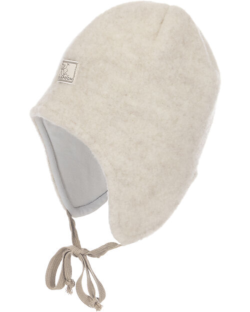 Pickapooh Cappello Invernale Jack - Bianco Melangé - con Laccino per Chiusura - 100% Lana Merino Cappelli Invernali