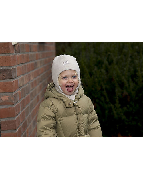 Pickapooh Cappello Invernale Jack - Bianco Melangé - con Laccino per Chiusura - 100% Lana Merino Cappelli Invernali