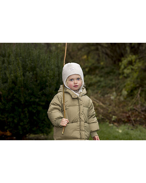 Pickapooh Cappello Invernale Jack - Bianco Melangé - con Laccino per Chiusura - 100% Lana Merino Cappelli Invernali