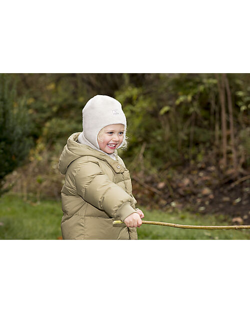 Pickapooh Cappello Invernale Jack - Bianco Melangé - con Laccino per Chiusura - 100% Lana Merino Cappelli Invernali