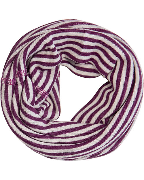 Pickapooh Scaldacollo Multifunzione - Righe - Viola e Beige - Lana Merino e Seta Sciarpe