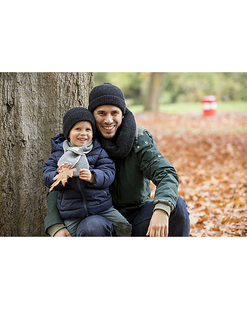 Pickapooh Sciarpa Invernale Multifunzione Hansen - Blu Antracite - Lana Maerino e Seta Sciarpe