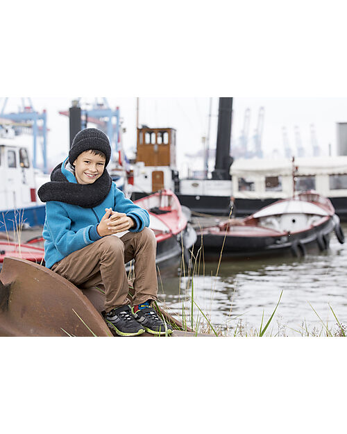 Pickapooh Sciarpa Invernale Multifunzione Hansen - Blu Antracite - Lana Maerino e Seta Sciarpe