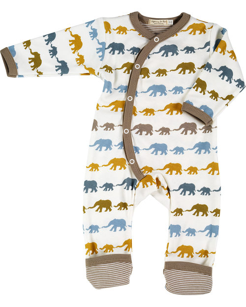 Pigeon - Organics for Kids Tutina Elefanti Kaki - Cotone Bio Tutine Lunghe