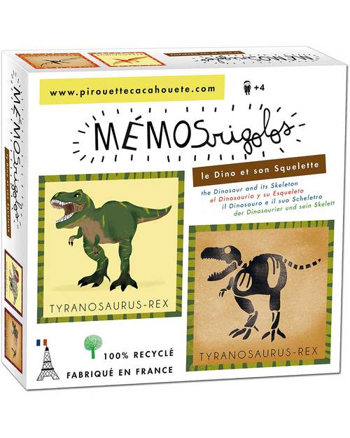 Pirouette Cacahouète Gioco Memory “Il Dinosauro e il suo Scheletro” - Cartone Riciclato Memory