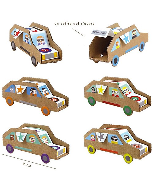 Pirouette Cacahouète Le Mie Macchinine - Cartone Riciclato (6 Pezzi) Kit Fai Da Te