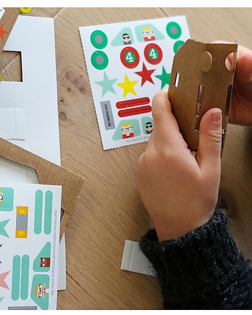 Pirouette Cacahouète Le Mie Macchinine - Cartone Riciclato (6 Pezzi) Kit Fai Da Te