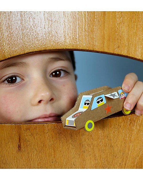 Pirouette Cacahouète Le Mie Macchinine - Cartone Riciclato (6 Pezzi) Kit Fai Da Te