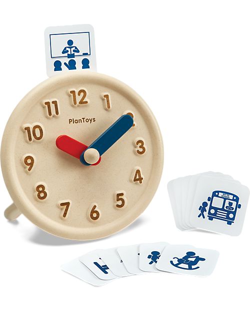 PlanToys Activity Clock - Orologio delle Attività in Legno - Insegna la Percezione del Tempo! Giochi Montessoriani