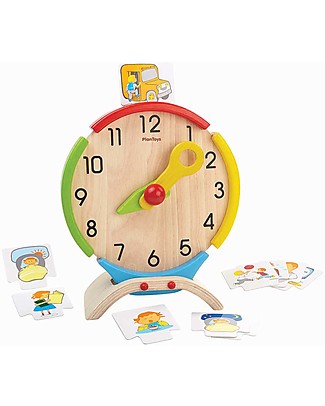 PlanToys Activity Clock, Orologio delle Attività in Legno - Insegna la percezione del tempo! Giochi Montessoriani
