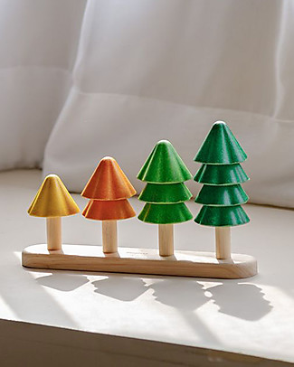 PlanToys Alberi da Impilare in Legno - Colori Autunnali - Educa e Diverte Incastri In Legno