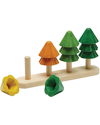 PlanToys Alberi da Impilare in Legno - Colori Autunnali - Educa e Diverte Incastri In Legno