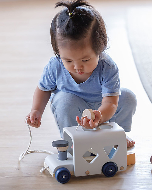 PlanToys Autobus ad Incastri in Legno - Eco-friendly e Divertente Macchine e Trenini  in Legno