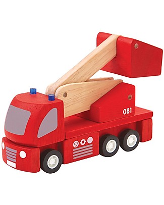 PlanToys Autopompa dei Pompieri Giocattolo in Legno - Ecologico e Sicuro! Macchine e Trenini in Legno