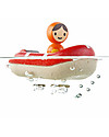 PlanToys Barchetta di Salvataggio Galleggiante in Legno, 8,5 x 12 x 5,5 cm - Ecologica e divertente! Giochi Bagno