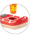 PlanToys Barchetta di Salvataggio Galleggiante in Legno, 8,5 x 12 x 5,5 cm - Ecologica e divertente! Giochi Bagno