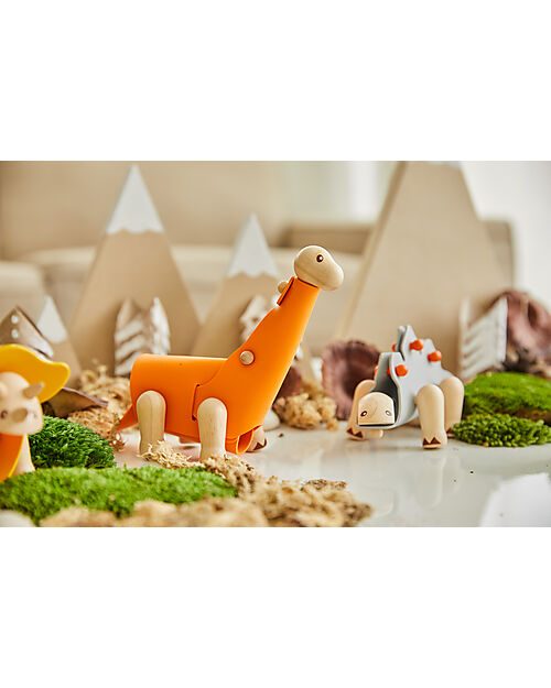 PlanToys Brachiosauro - Stimola l'Immaginazione - Gioco in Legno 100% Sostenibile Animali in Legno