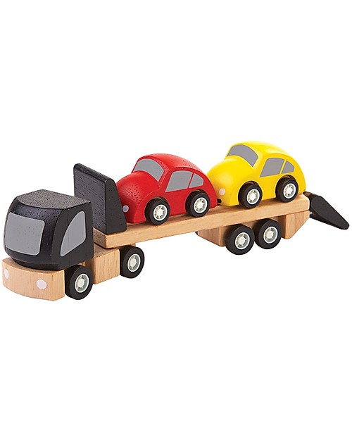 PlanToys Camion Giocattolo per Trasporto Auto in Legno - Macchinine Incluse! Macchine e Trenini  in Legno