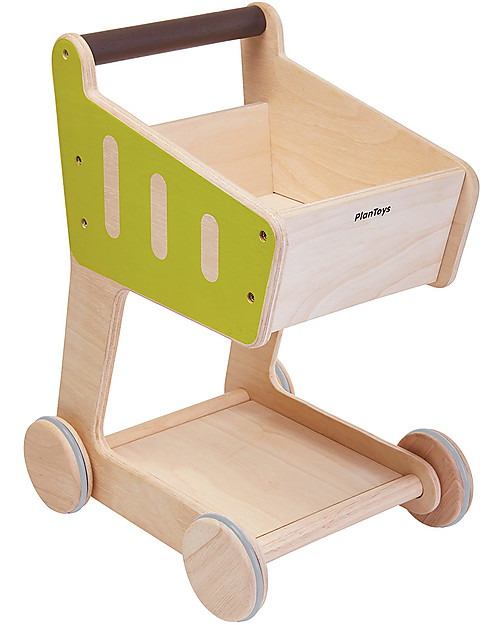 PlanToys Carrello della Spesa, Giocattolo a Spinta in Legno - Incoraggia a camminare! Carrello Primi Passi
