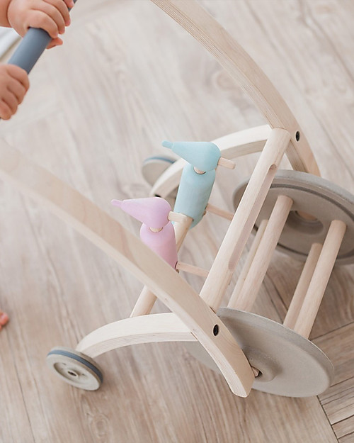 PlanToys Carrello Primi Passi e Picchi in Legno - Incoraggia i Bimbi a Camminare Carrello Primi Passi