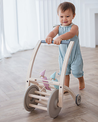 PlanToys Carrello Primi Passi e Picchi in Legno - Incoraggia i Bimbi a Camminare Giochi da Tirare e Spingere