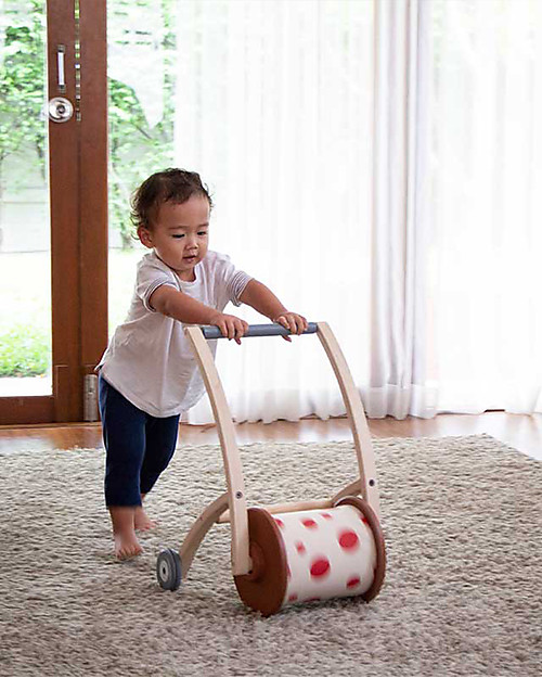 PlanToys Carrello Primi Passi e Sonaglio in Legno, Roll n Walk Carrello Primi Passi