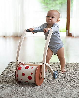 PlanToys Carrello Primi Passi e Sonaglio in Legno, Roll n Walk Giochi da Tirare e Spingere