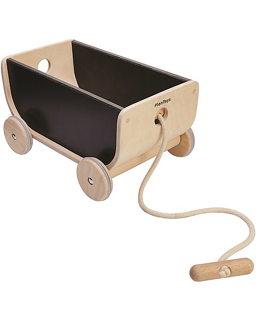PlanToys Carrettino in Legno, Nero - Gioca e riordina Trainabili