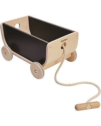 PlanToys Carrettino in Legno, Nero - Gioca e riordina Trainabili