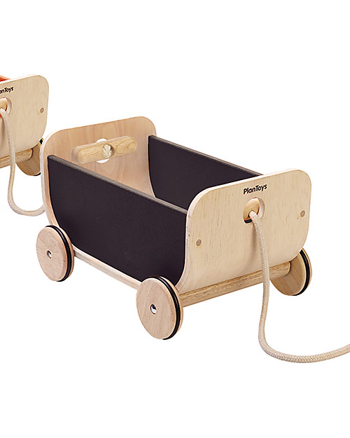PlanToys Carrettino in Legno, Nero - Gioca e riordina Trainabili