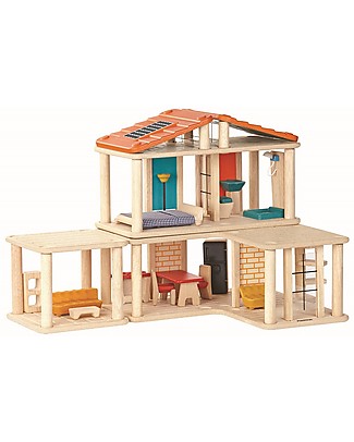 PlanToys Casa delle Bambole Creativa in Legno - Comprende ben 28 pezzi! Case delle Bambole