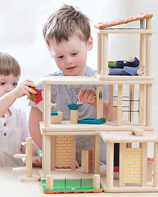 PlanToys Casa delle Bambole Creativa in Legno - Comprende ben 28 pezzi! Case delle Bambole