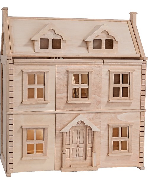PlanToys Casa delle Bambole in Legno Stile Vittoriano - 2 piani + attico - 64x32x72 cm Case delle Bambole