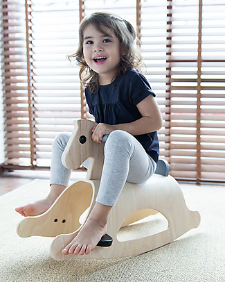 PlanToys Cavallo a Dondolo in Legno Palomino Mono Cavalcabili
