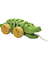 PlanToys Coccodrillo Click-Clack, Giocattolo da Tirare in Legno, Verde - Ecologico e divertente! Trainabili