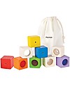 PlanToys Cubi Sensoriali in Legno - Sviluppo Visivo, Uditivo e Tattile Costruzioni in Legno