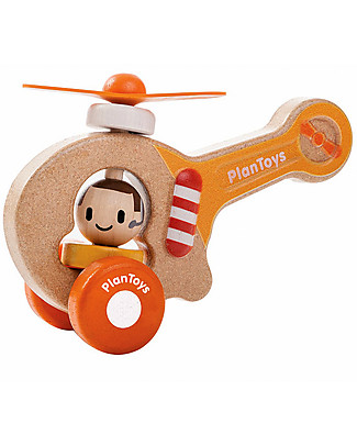 PlanToys Elicottero Baby in Legno, 16 cm - Eco-friendly e divertente! Macchine e Trenini in Legno