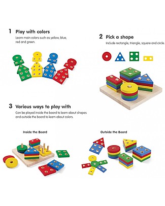 PlanToys Forme Geometriche da Impilare in Legno - Allena la Manualità! Construzioni In Legno
