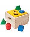 PlanToys Gioco a Incastri in Legno Formine Colorate con Scatola Gialla - Divertente ed eco-friendly! Incastri in Legno