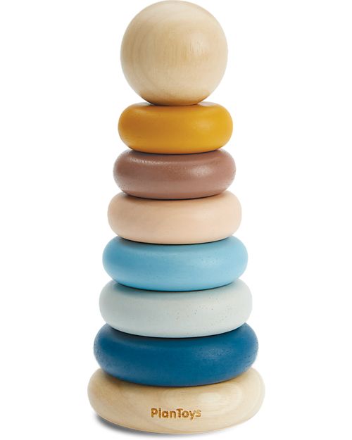 PlanToys Gioco ad Anelli da Impilare in Legno - Collezione Orchard - Ecologico e divertente! Incastri in Legno