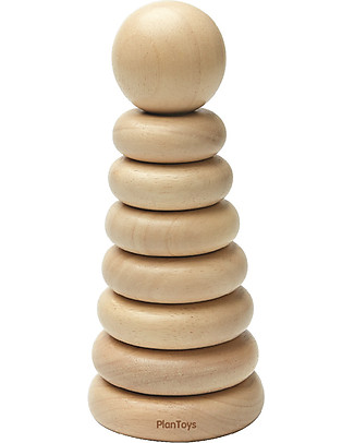PlanToys Gioco ad Anelli da Impilare in Legno - Natural - Ecologico e divertente! Incastri In Legno