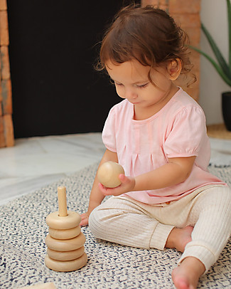 PlanToys Gioco ad Anelli da Impilare in Legno - Natural - Ecologico e divertente! Incastri In Legno