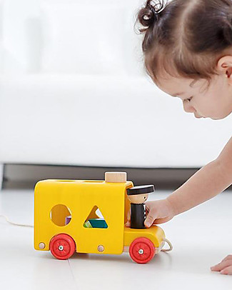 PlanToys Gioco ad Incastri in Legno, Autobus - Eco-friendly, divertente ed educativo! Incastri In Legno