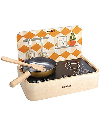 PlanToys Gioco Cucina Portatile in Legno con Padella - per Piccoli Chef Giochi Per Inventare Storie