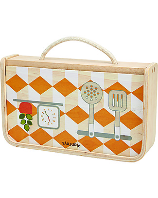 PlanToys Gioco Cucina Portatile in Legno con Padella - per Piccoli Chef Giochi Per Inventare Storie